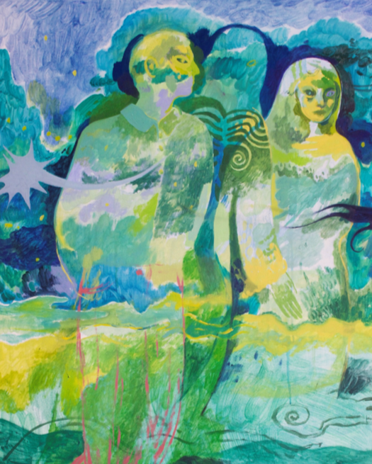 Untitled — Oil on canvas, 120 x 90 cm, green figures